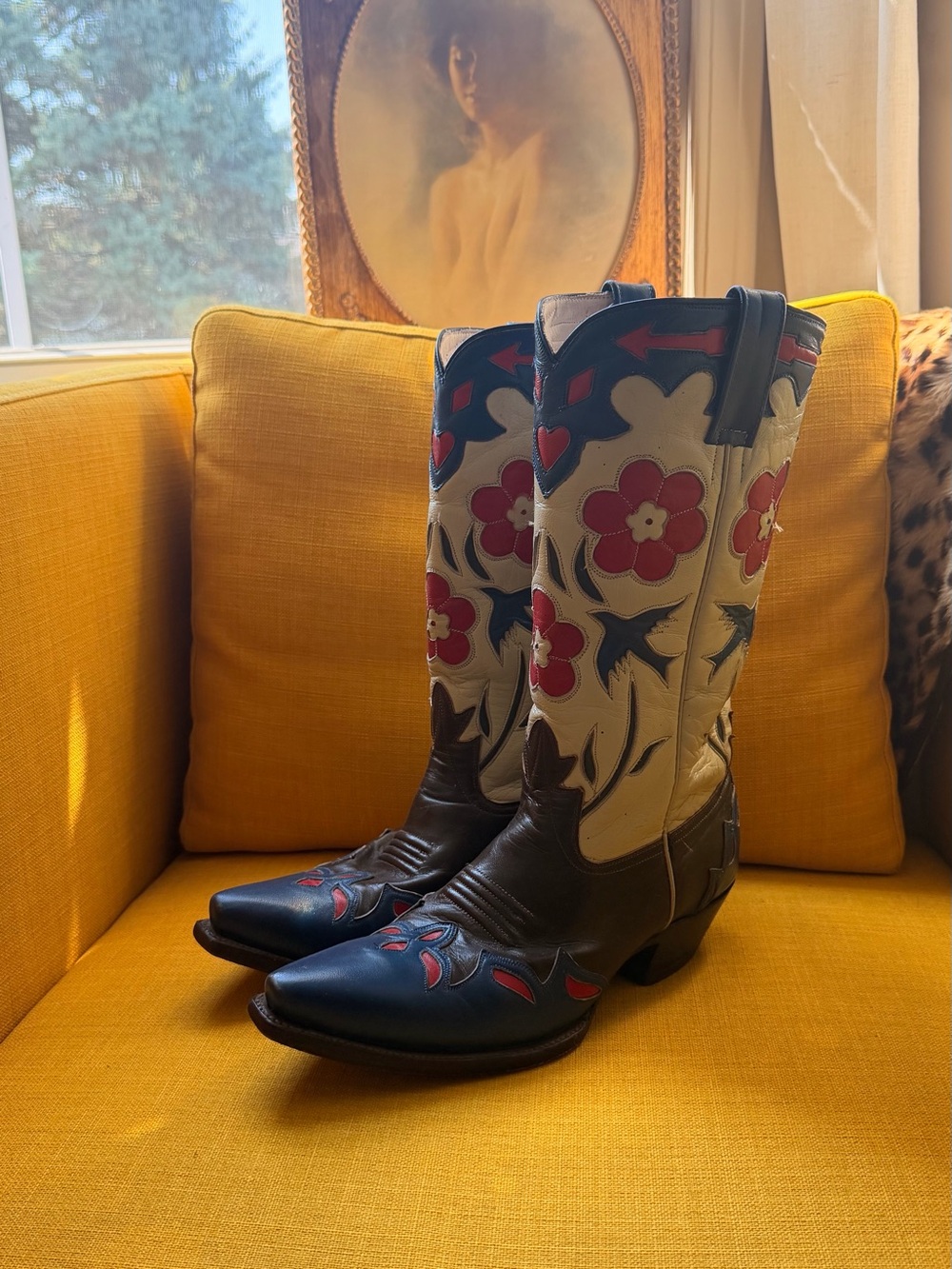 Bluebird Retro Genuine Leather Cowboy Boots Ladies Size 10 Rancho Loco